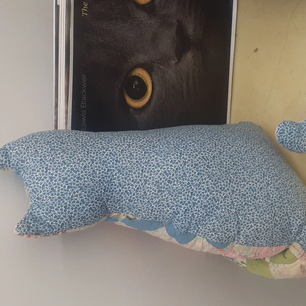 2 Vintage Patchwork Quilt cat pillow lot + Life & Love of Cat Book